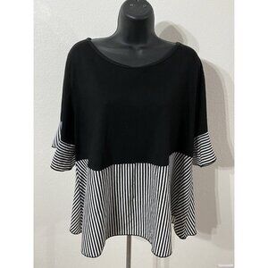 Unbranded Womens Size 1XL Blouse Black Black Stripes